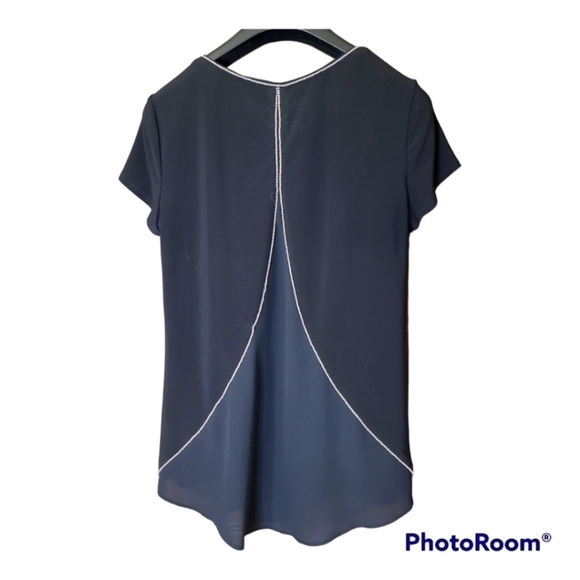 Joseph RIBKOFF Black V-Neck Short Sleeve Tunic Top - Picture 2 of 4